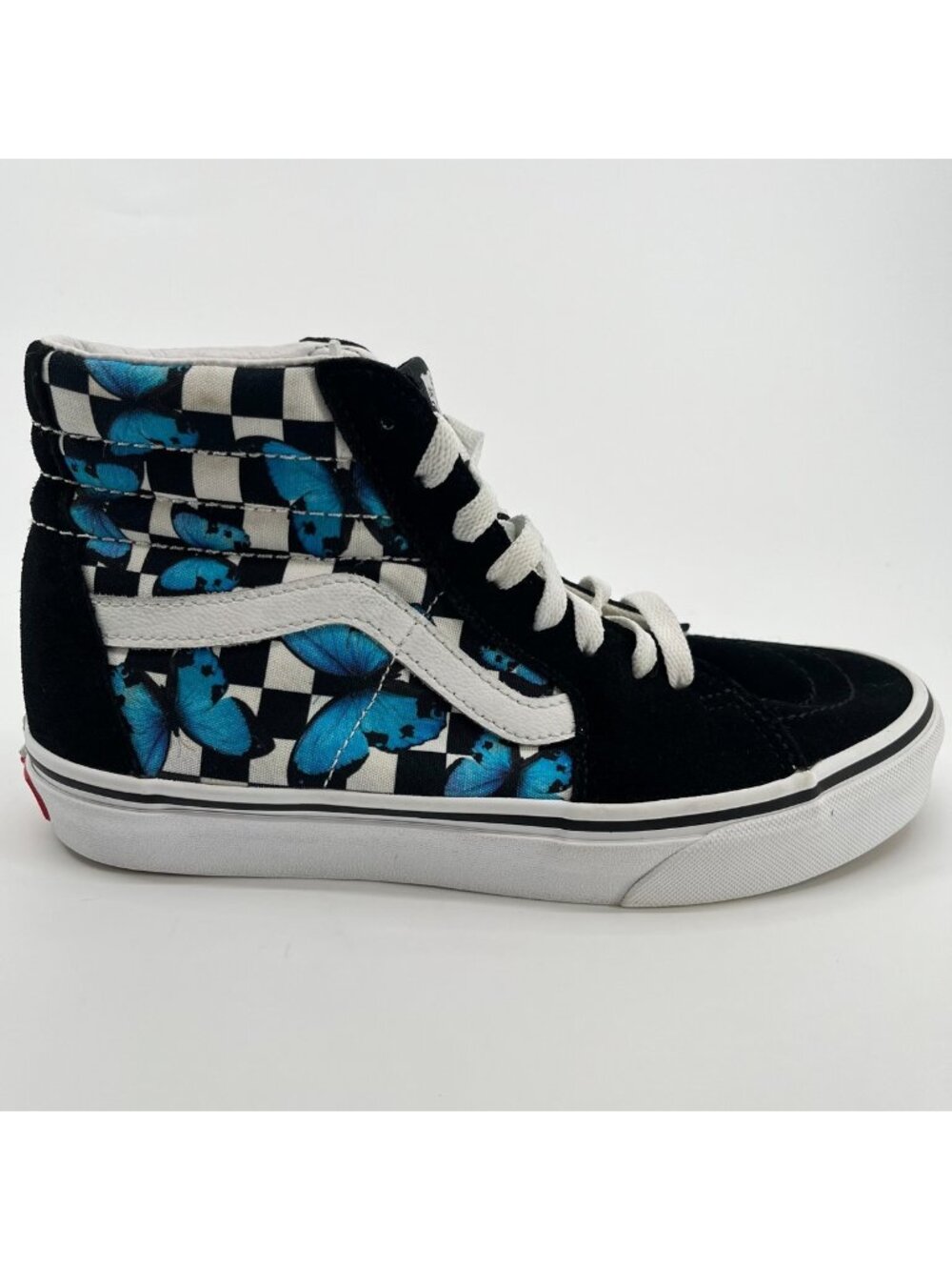 Vans Sk8-Hi Butterfly Checkerboard Womens Size 7.5 Black Athletic Shoes Sneakers